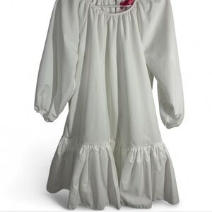 LDT Rachel 3/4 Sleeve Ruffed Poof Swing White Dress, Size 0